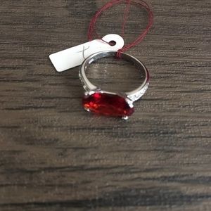 Sterling Silver Ring with red stone